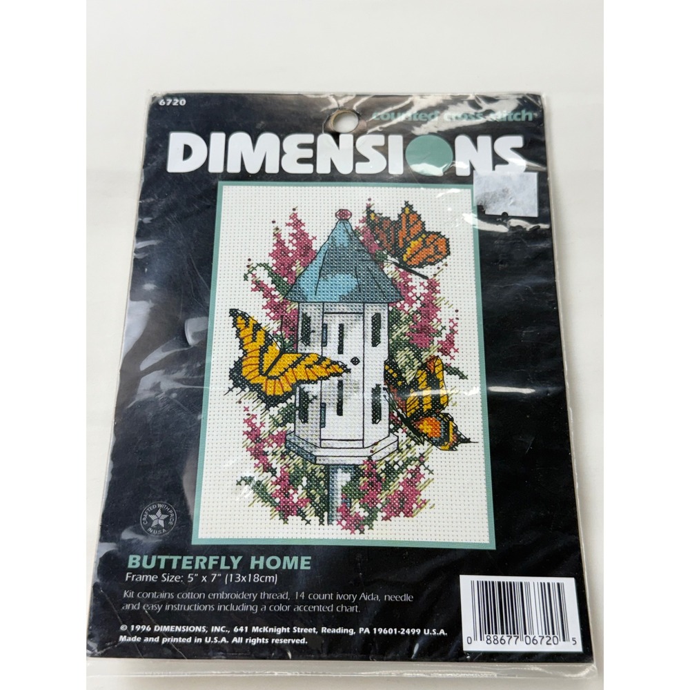Vintage Dimensions Butterfly Home Counted Cross Stitch 5x7 Craft Kit 6720